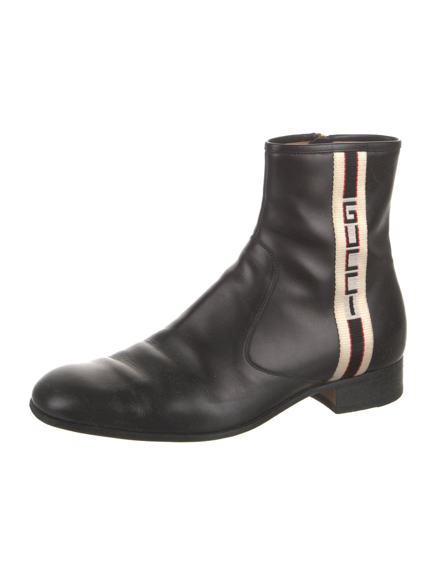 Gucci Sylvie Web Accent Leather Boots
