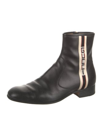 Gucci Sylvie Web Accent Leather Boots