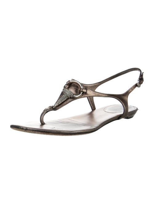 Gucci Hasler Horsebit Accent Leather T-Strap Sandals