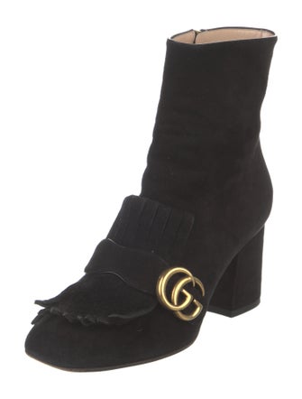 Gucci Double G Logo Suede Boots