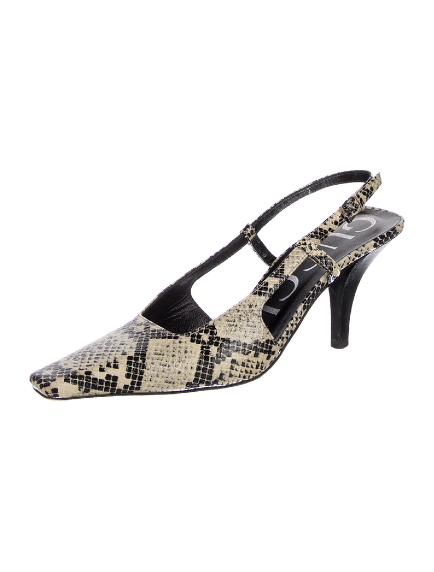 Gucci Embossed Leather Animal Print Slingback Pumps