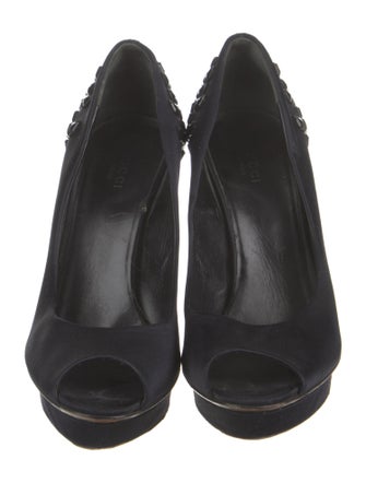 Gucci Satin Beaded Accents Pumps