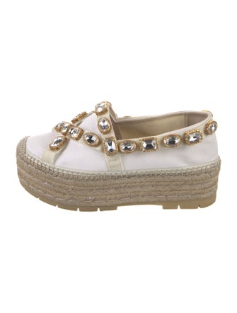Gucci Canvas Crystal Embellishments Espadrilles