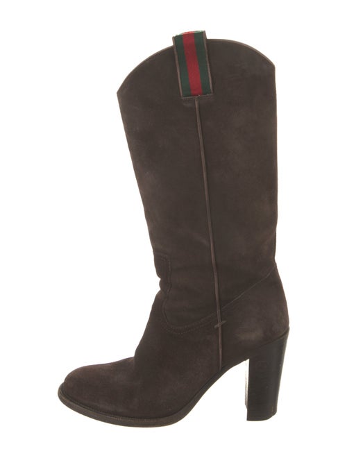 Gucci Web Accent Suede Western Boots
