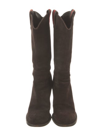 Gucci Web Accent Suede Western Boots