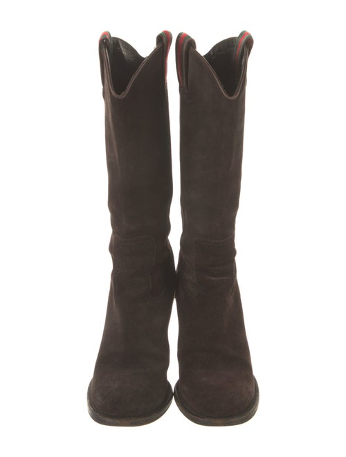 Gucci Web Accent Suede Western Boots