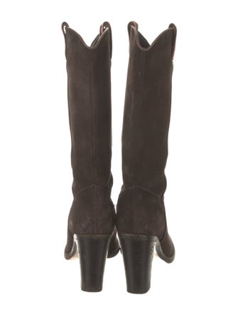 Gucci Web Accent Suede Western Boots