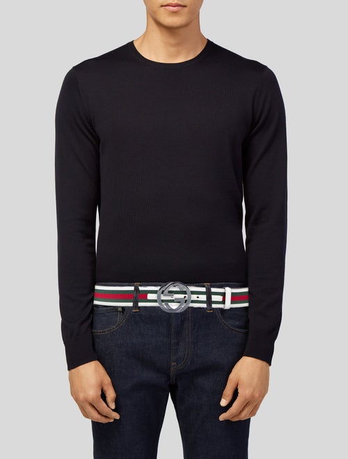 Gucci Web Accent Leather Belt