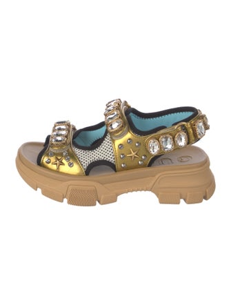 Gucci Crystal Embellishments T-Strap Sandals