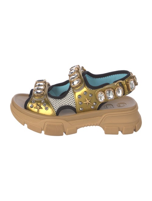 Gucci Crystal Embellishments T-Strap Sandals