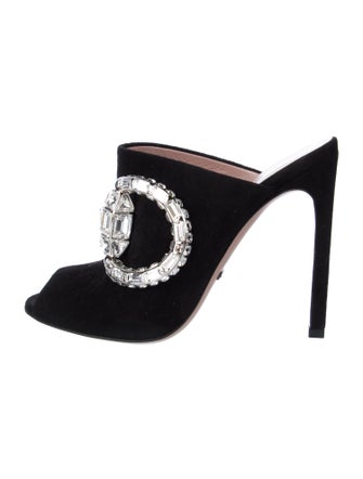 Gucci Hasler Horsebit Accent Suede Mules