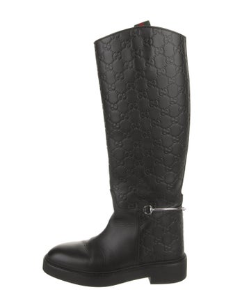 Gucci Leather Printed Riding Boots