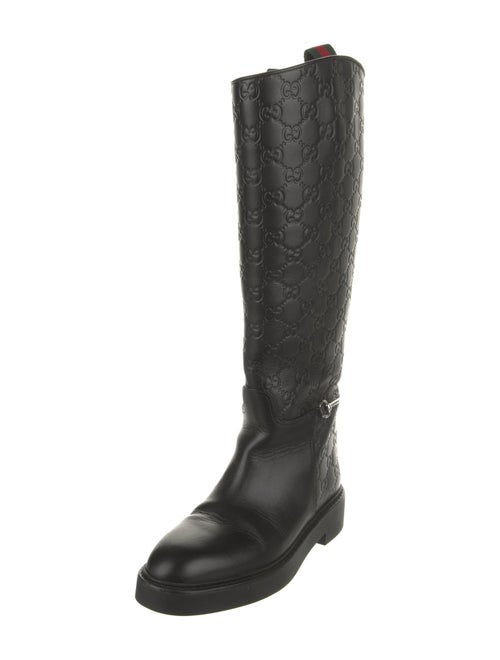 Gucci Leather Printed Riding Boots