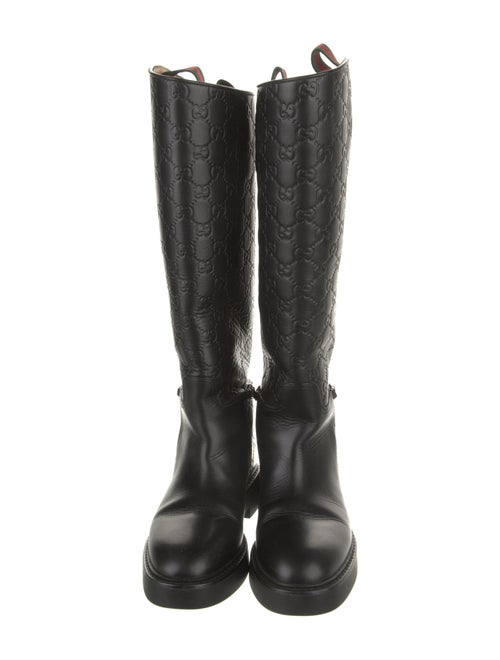 Gucci Leather Printed Riding Boots