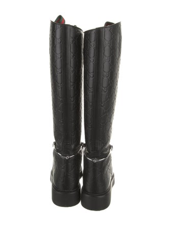 Gucci Leather Printed Riding Boots