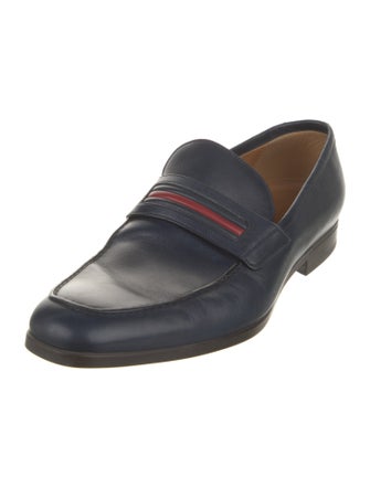 Gucci Web Accent Leather Loafers