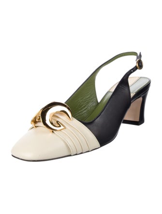 Gucci Leather Pleated Accents Slingback Pumps