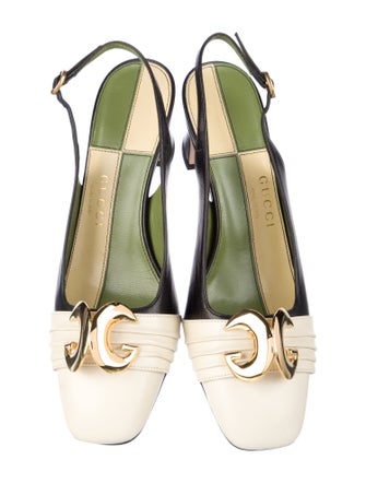 Gucci Leather Pleated Accents Slingback Pumps