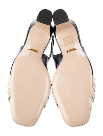 Gucci Leather Pleated Accents Slingback Pumps