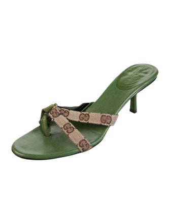 Gucci GG Canvas Leather Slides