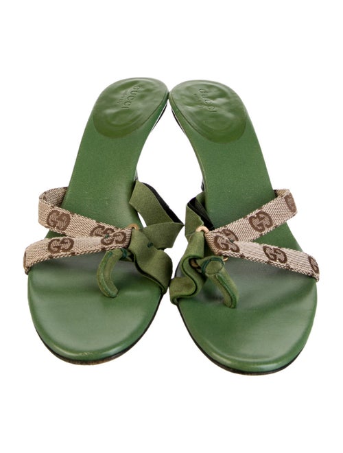 Gucci GG Canvas Leather Slides