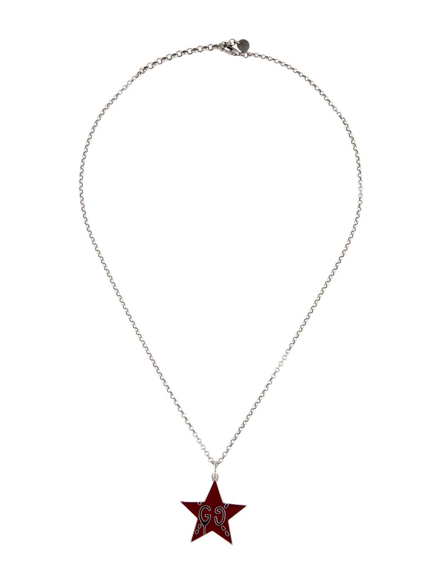 Gucci Enamel Ghost Star Charm Pendant Necklace