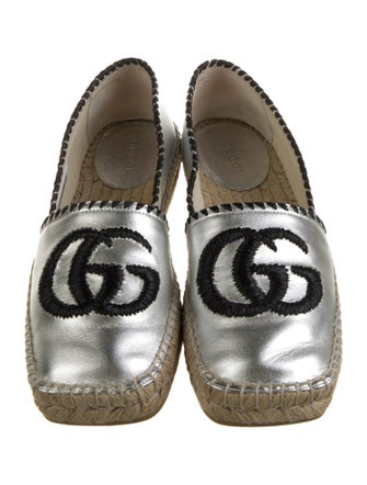 Gucci Double G Logo Leather Espadrilles