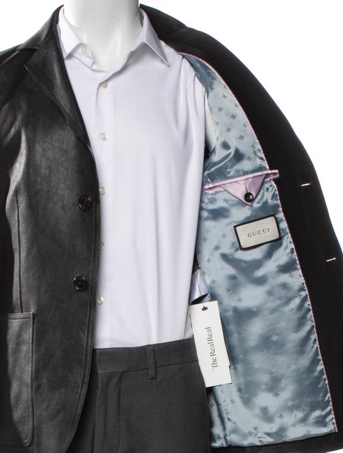 Gucci Bee Accent Lamb Leather Peacoat