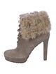 Gucci Suede Fur Trim Lace-Up Boots