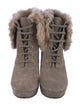 Gucci Suede Fur Trim Lace-Up Boots