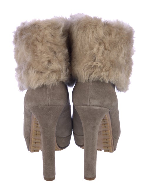Gucci Suede Fur Trim Lace-Up Boots