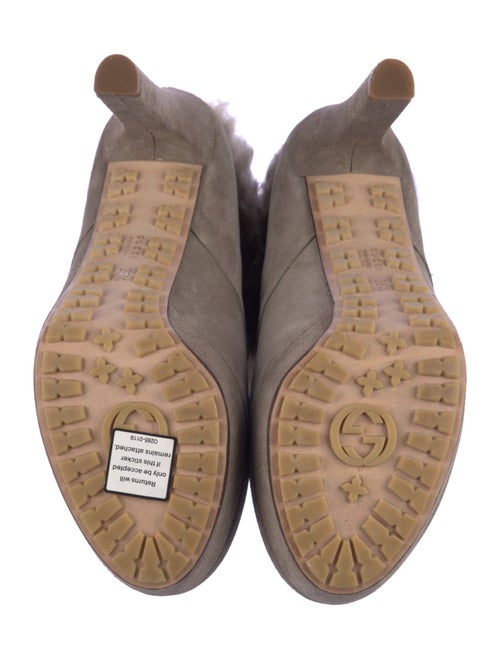 Gucci Suede Fur Trim Lace-Up Boots