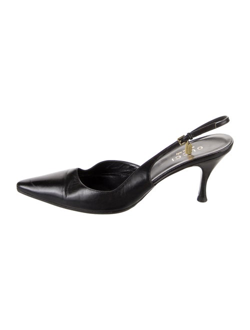 Gucci Web Accent Leather Slingback Pumps