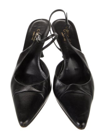 Gucci Web Accent Leather Slingback Pumps