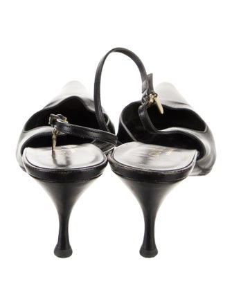 Gucci Web Accent Leather Slingback Pumps