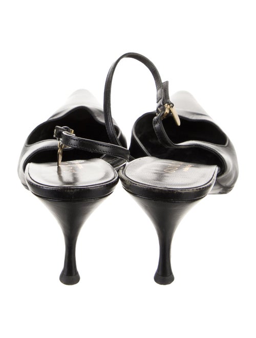 Gucci Web Accent Leather Slingback Pumps