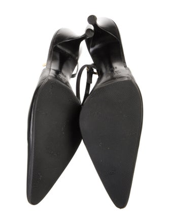 Gucci Web Accent Leather Slingback Pumps