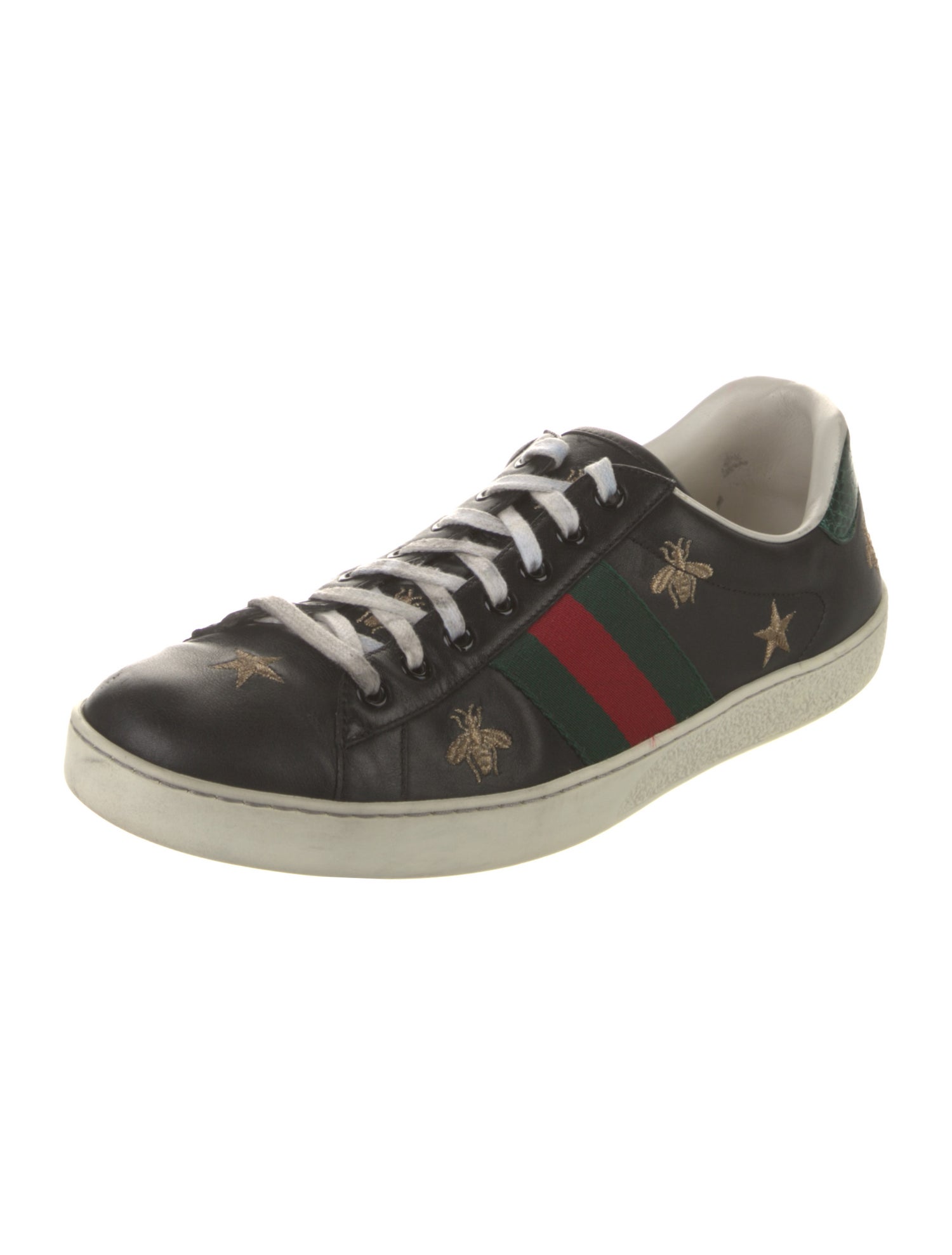 Gucci Web Accent Leather Sneakers