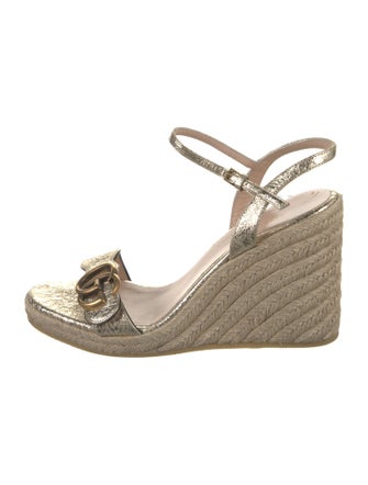 Gucci Double G Logo Leather Espadrilles