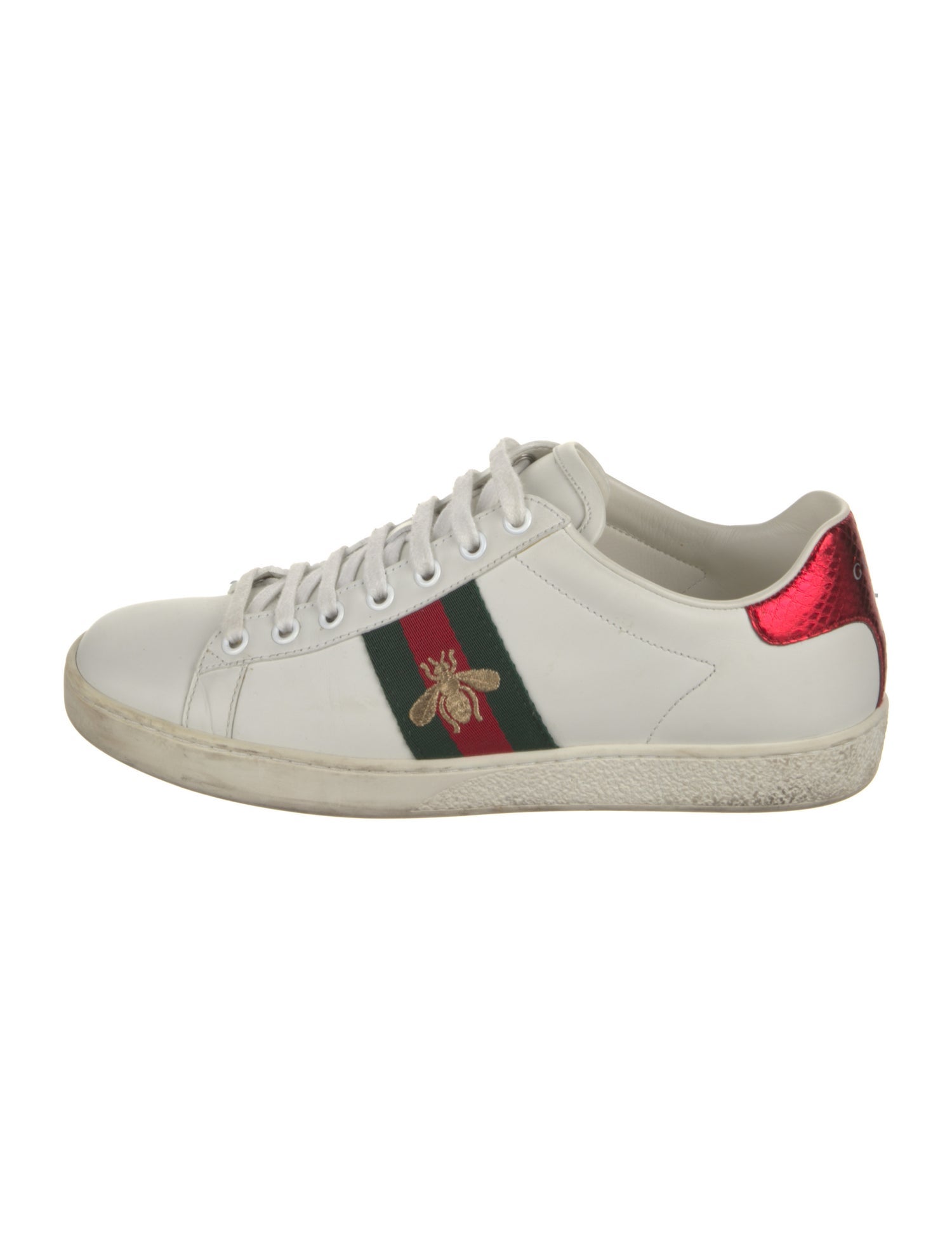 Gucci Web Accent Leather Sneakers