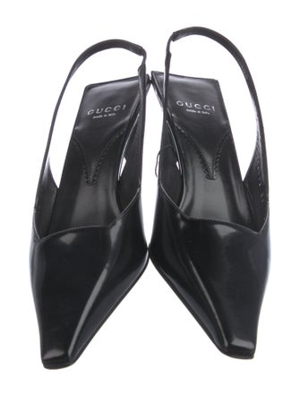 Gucci Interlocking G Logo Patent Leather Slingback Pumps