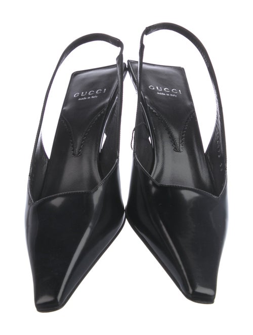 Gucci Interlocking G Logo Patent Leather Slingback Pumps