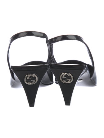 Gucci Interlocking G Logo Patent Leather Slingback Pumps