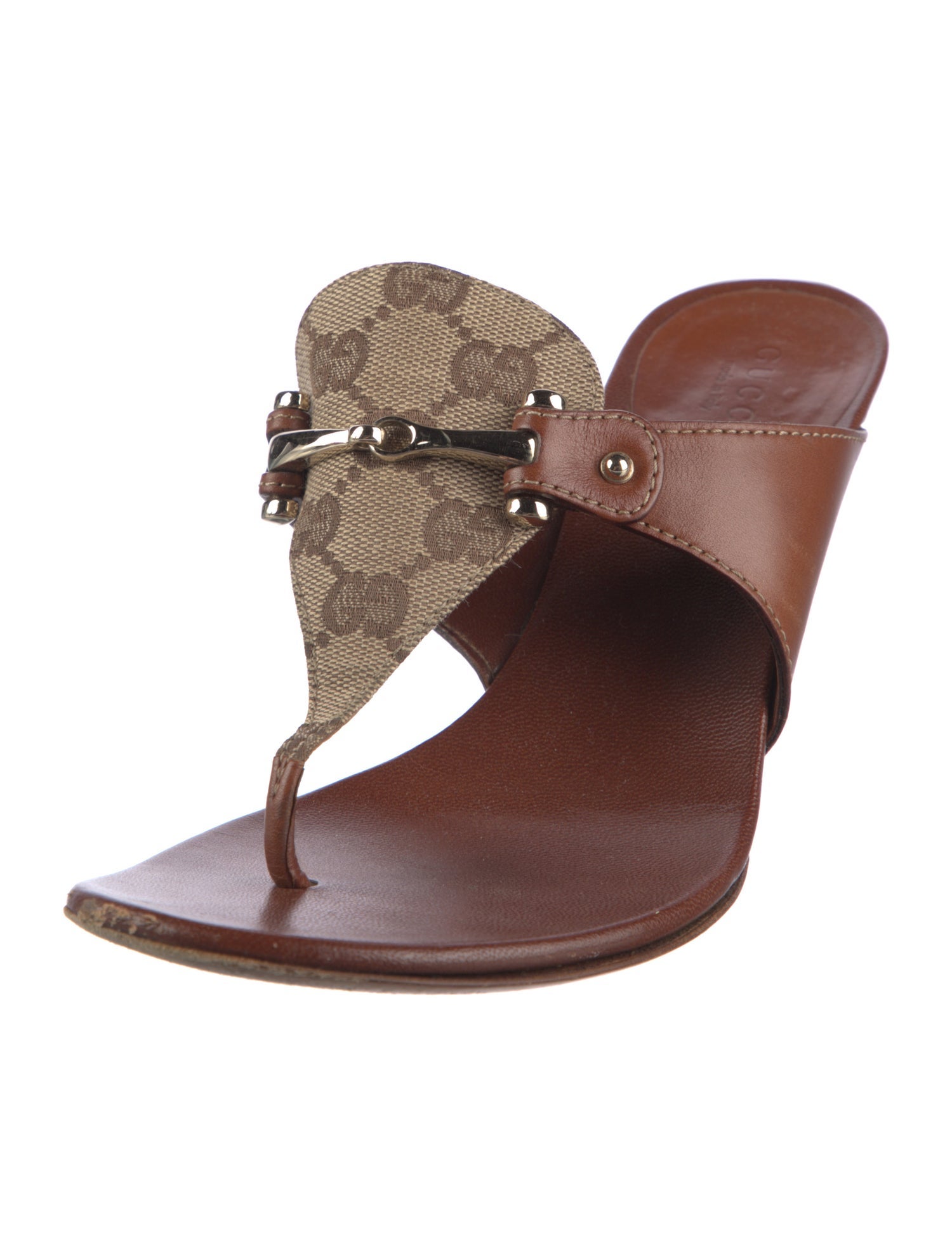 Gucci GG Canvas Leather Slides