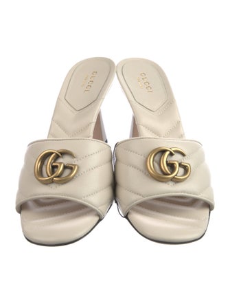 Gucci Double G Logo Leather Slides