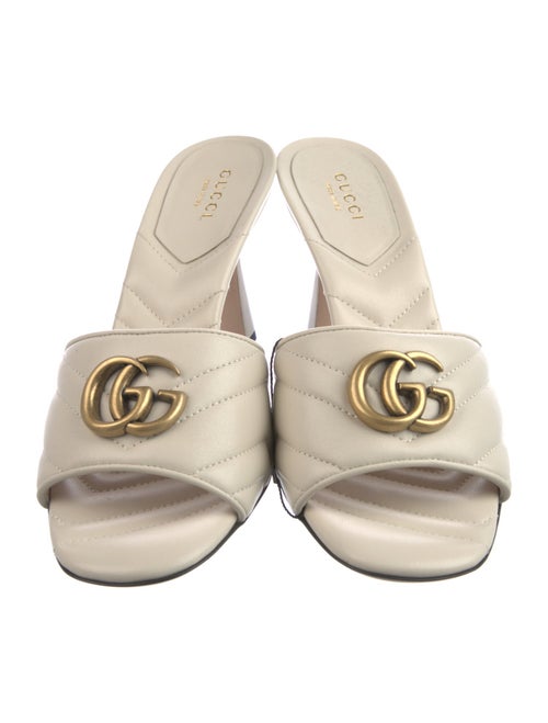 Gucci Double G Logo Leather Slides