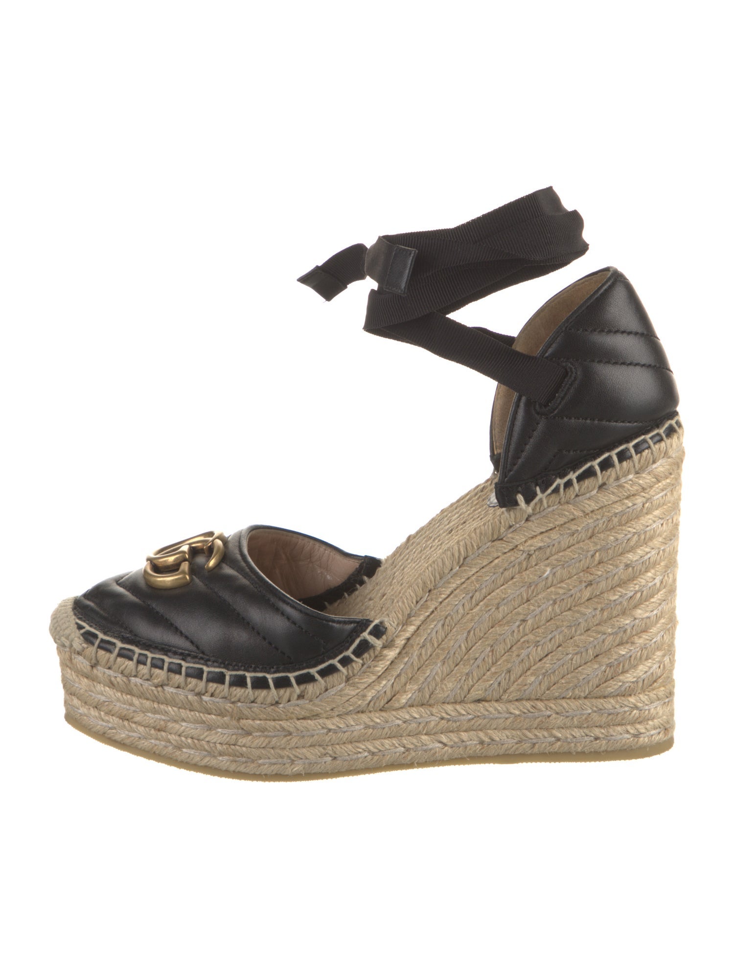 Gucci Double G Logo Leather Espadrilles