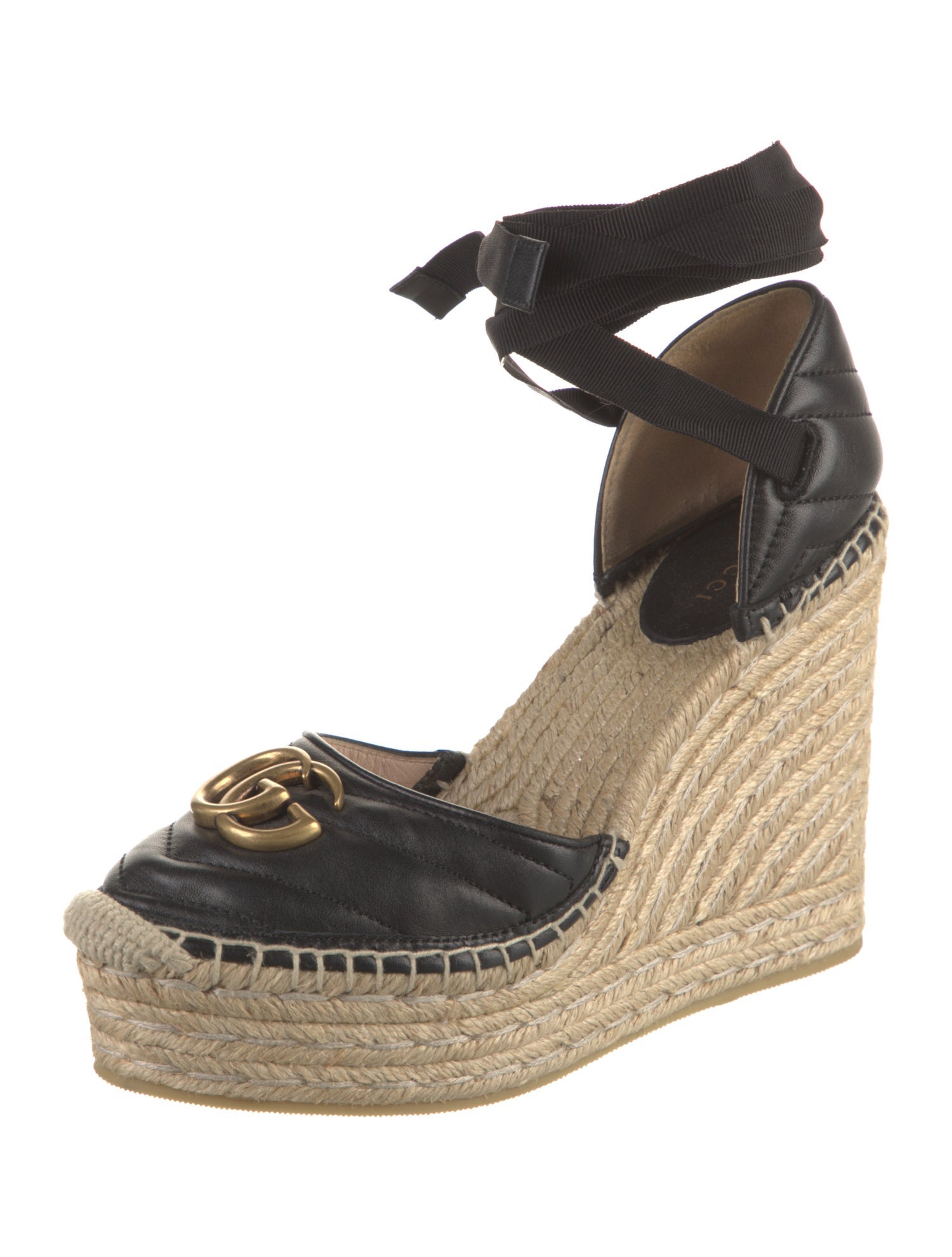 Gucci Double G Logo Leather Espadrilles