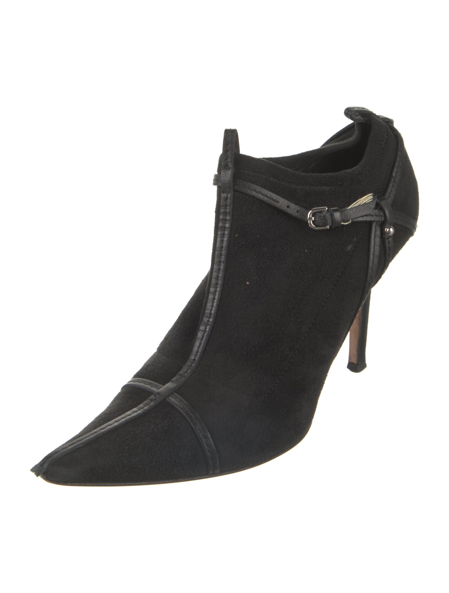 Gucci Suede Leather Trim Embellishment Mules