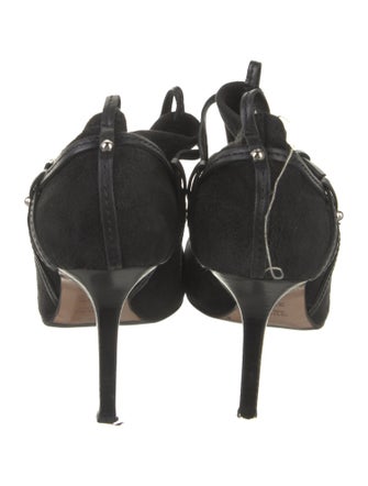 Gucci Suede Leather Trim Embellishment Mules